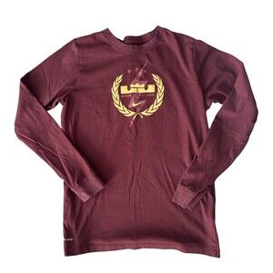 Nike Lebron King James SFG Strive For Greatness Youth L Maroon Long Sleeve Shirt